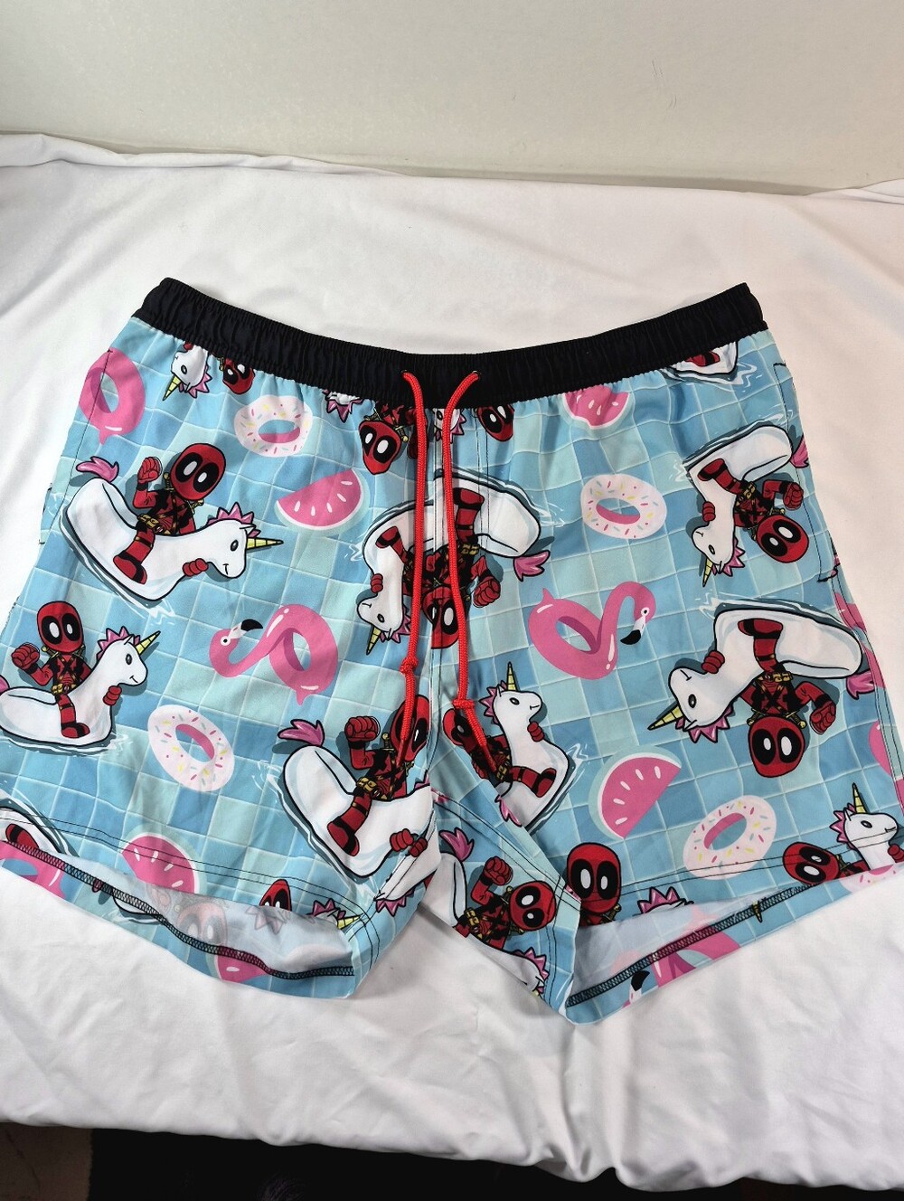 NWOT Marvel Deadpool "Pool Party" Unicorn Swim Trunks - Size XXL